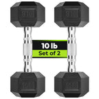 Handbode Hex Dumbbell Rubber Encased Dumbbell Strength Training Hex Dumbbell, Hand Weight For Workout & Exercise/Pair Of 10Lb