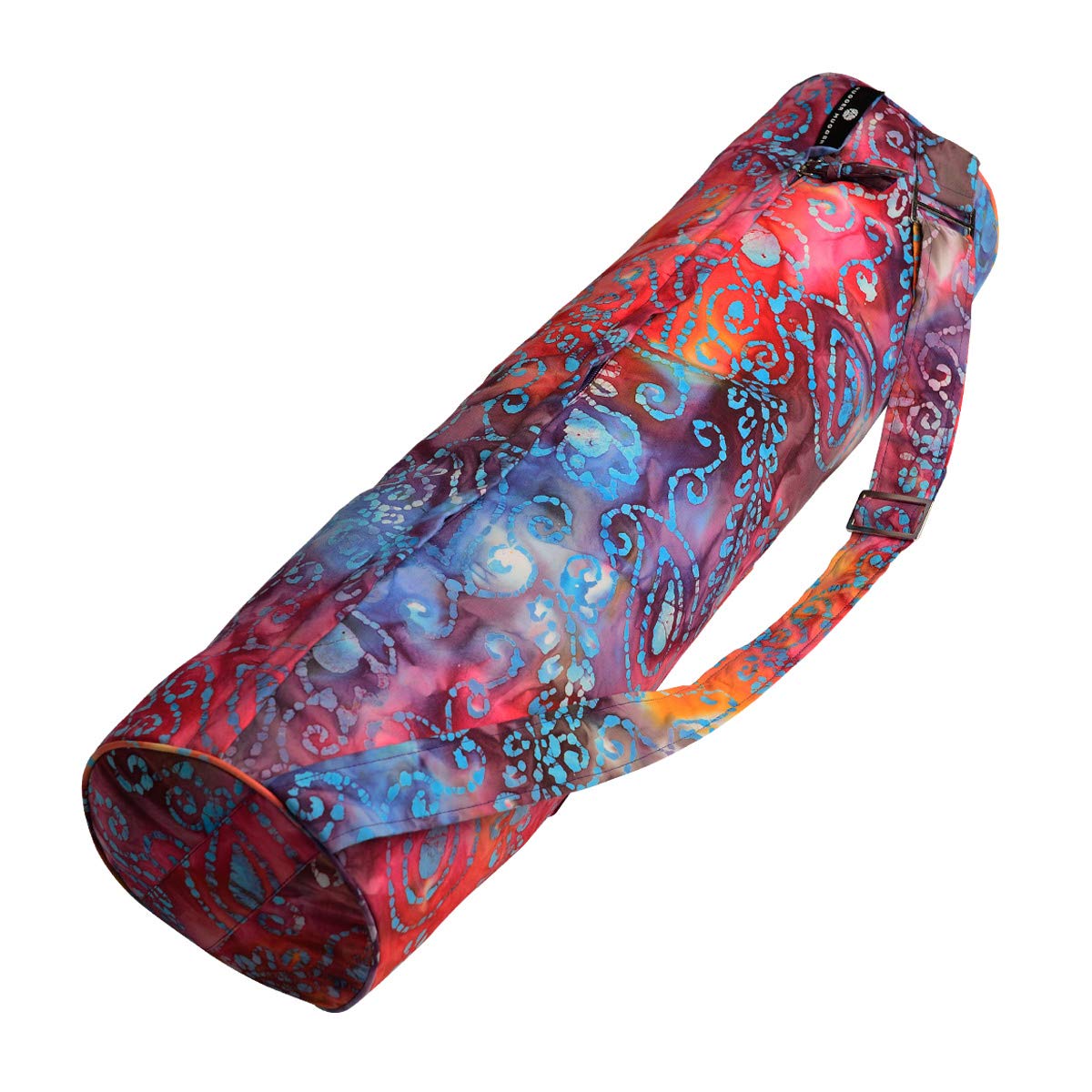 Hugger Mugger Batik Yoga Mat Bag Multi Purple - beautiful pattern, durable 100% cotton, full lining, adjustable strap, inside an