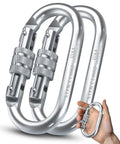 25Kn Climbing Carabiner - Uiaa Ce Rated 5620Lb - Heavy Duty Twist Locking Carabiner Clip - Industrial Strength Large Steel Oval 