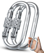 25Kn Climbing Carabiner - Uiaa Ce Rated 5620Lb - Heavy Duty Twist Locking Carabiner Clip - Industrial Strength Large Steel Oval 