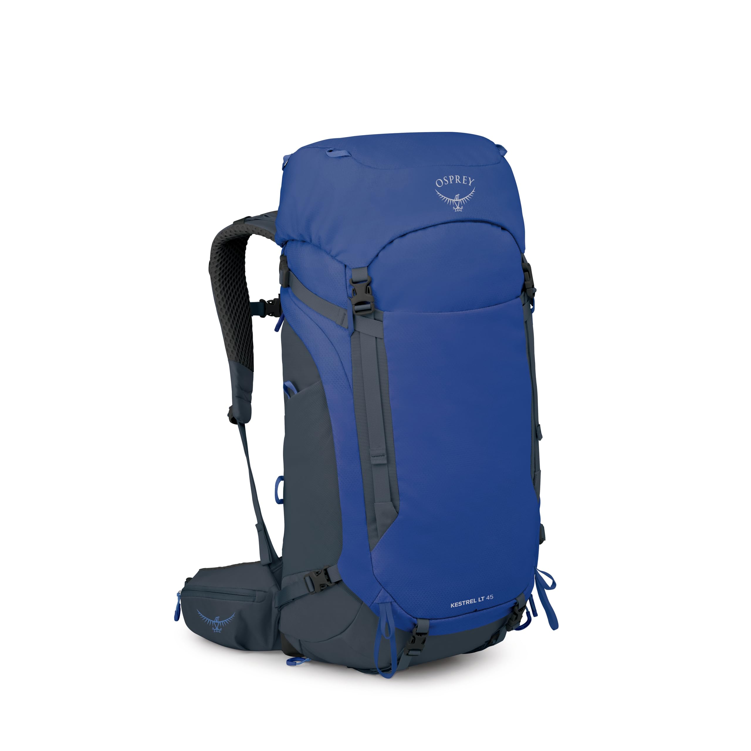 Osprey Kestrel LT 45L Mens Backpacking Backpack - Lightweight Hiking & Camping Bag with Waterproof Raincover, Rays Blue