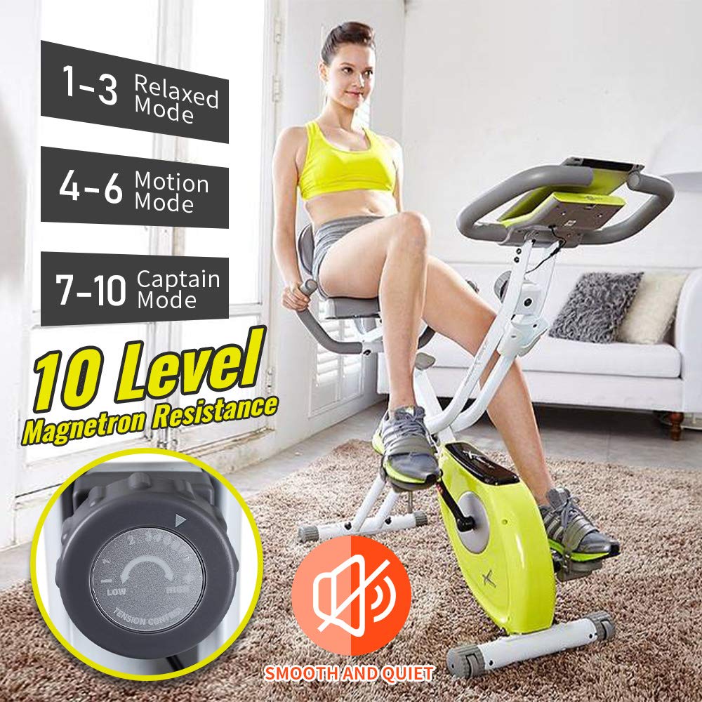 Leikefitness Leike X Bike Ultra-Quiet Folding Exercise Bike, Magnetic Upright Bicycle With Heart Rate,Lcd Monitor And Easy To As