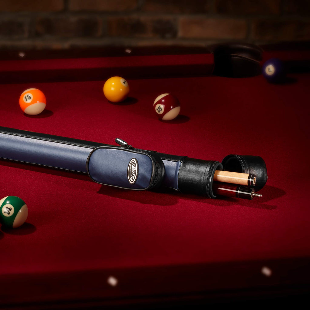 Casemaster Q-Vault Supreme Billiard/Pool Cue Hard Case, Holds 1 Complete 2-Piece Cue (1 Butt/1 Shaft), Blue