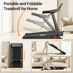 12% Incline Treadmill with Handle, 3-in-1 Portable Treadmills for Home and Office, Foldable Treadmills with 300 Lbs Weight Capac