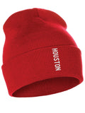 Daxton Vertical Usa Cities Cuffed Beanie Winter Knit Hat Skully Cap, Houston Red White