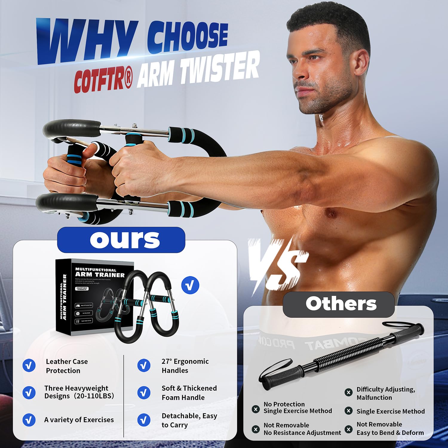 Twister Arm Trainer, Adjustable Chest Workout Equipment for Men & Women, Home Gym Strength Trainer, Muscle Builder & Strength Tr