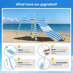 Grandekor Upgraded 6'  6' Pop Up Beach Canopy Tent For Family & Kids Upf 50+ Sun Shelter For Pool Camping With Sand Anchor Sidew