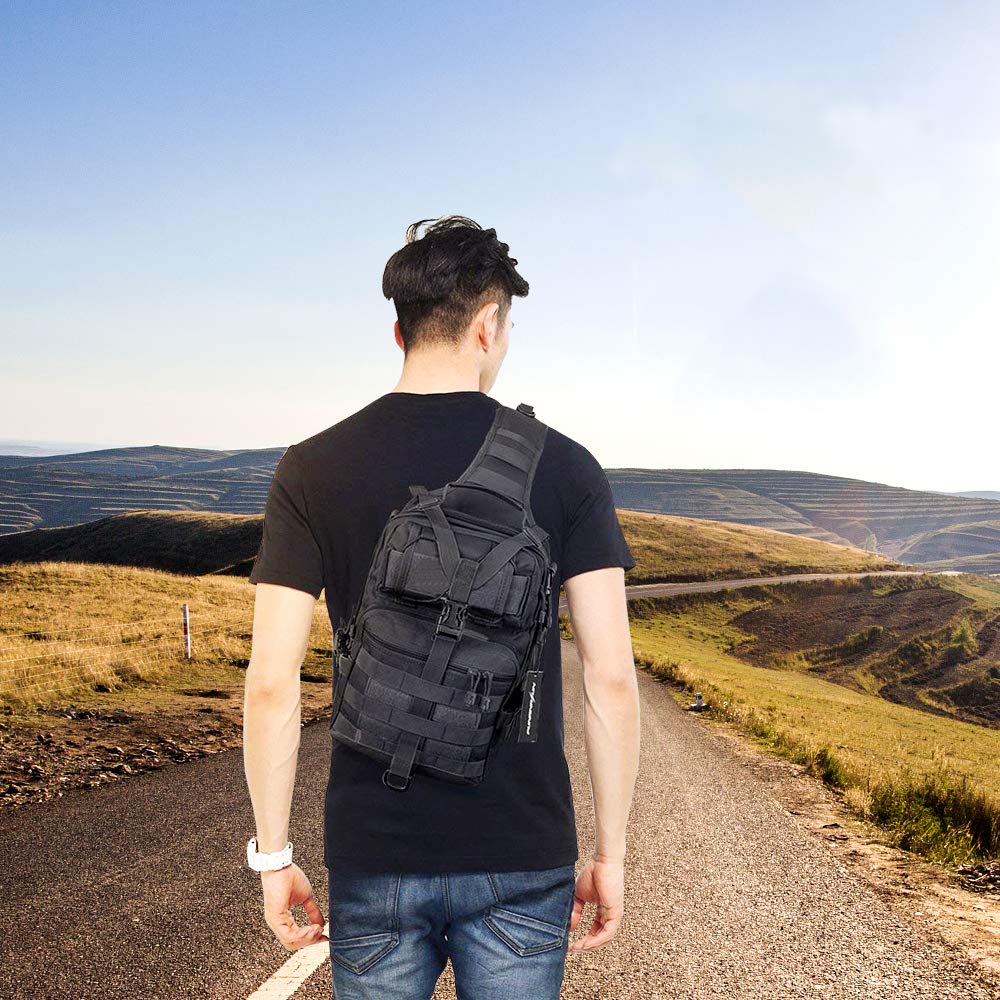 Hopopower Tactical Sling Bag Pack Military Assault Rucksack Shoulder Bag Backpack Chest Pack Handbag Waterproof For Travel Hikin