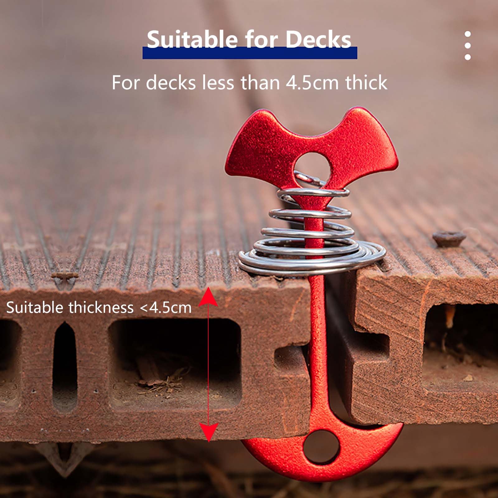Fishbone Deck Anchor Pegs With Carabiners, Aluminium Deck Tent Stakes With Spring Buckle Aluminium Deck Windproof Tent Stakes Fo