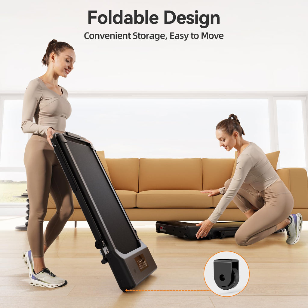 Walking Pad Treadmill With Handle Bar, 3.0Hp Small Foldable Treadmills For Home With Incline App Remote Control And Led Display,