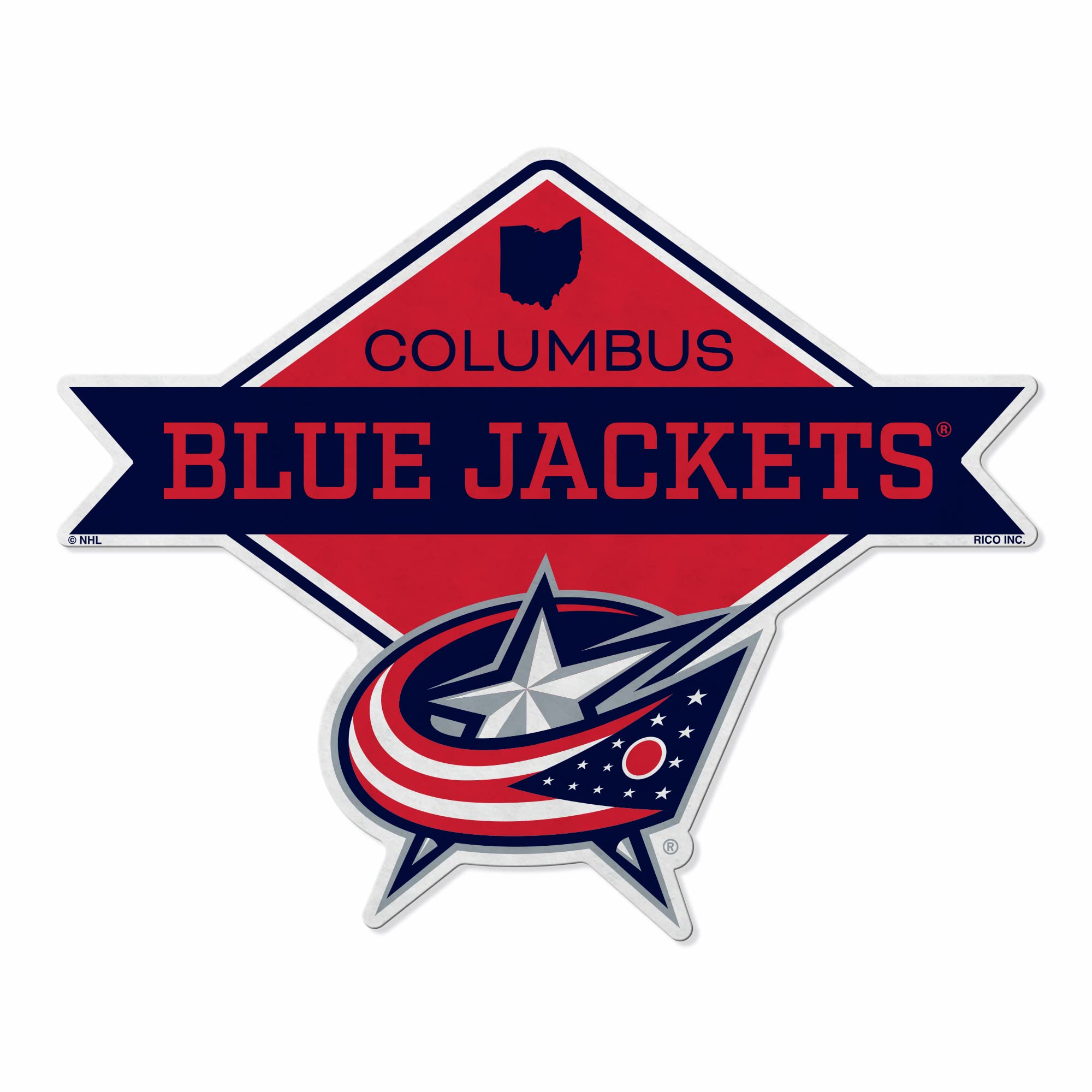 Rico Industries Nhl Columbus Blue Jackets Diamond Shape Cut Pennant - Home And Living Room D  Cor - Soft Felt Ez To Hang