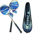 Kevenz 2 Pack Graphite High-Grade Badminton Racquet, Professional Carbon Fiber Badminton Rackets, 1 Black And 1 Red Racket, 1 Ca