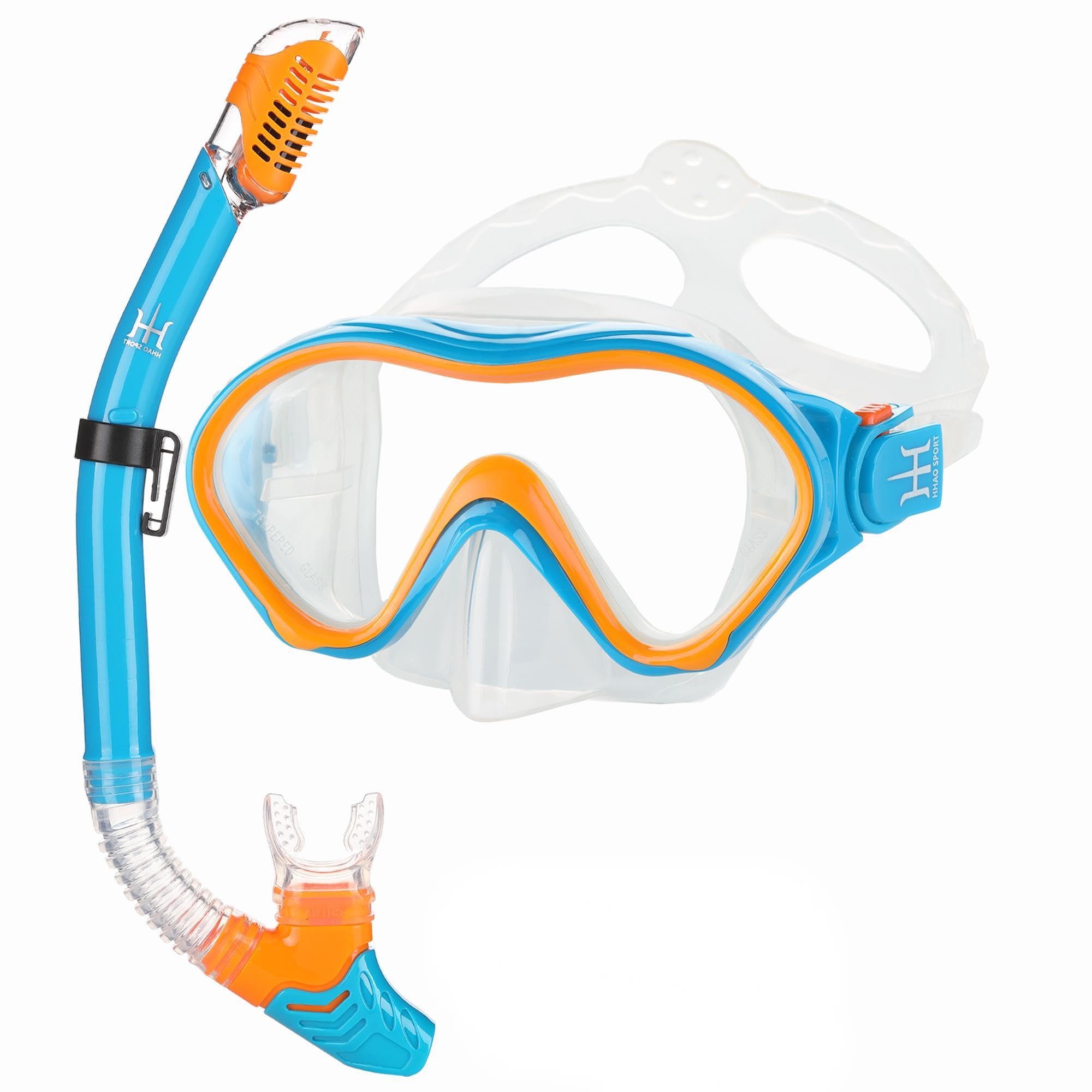 Kids Snorkeling Gear Dry Snorkel HHAO Sport Kids Snorkel Set Junior Anti Fog 180 Panoramic View, Swim Goggles with Nose Cover Sc