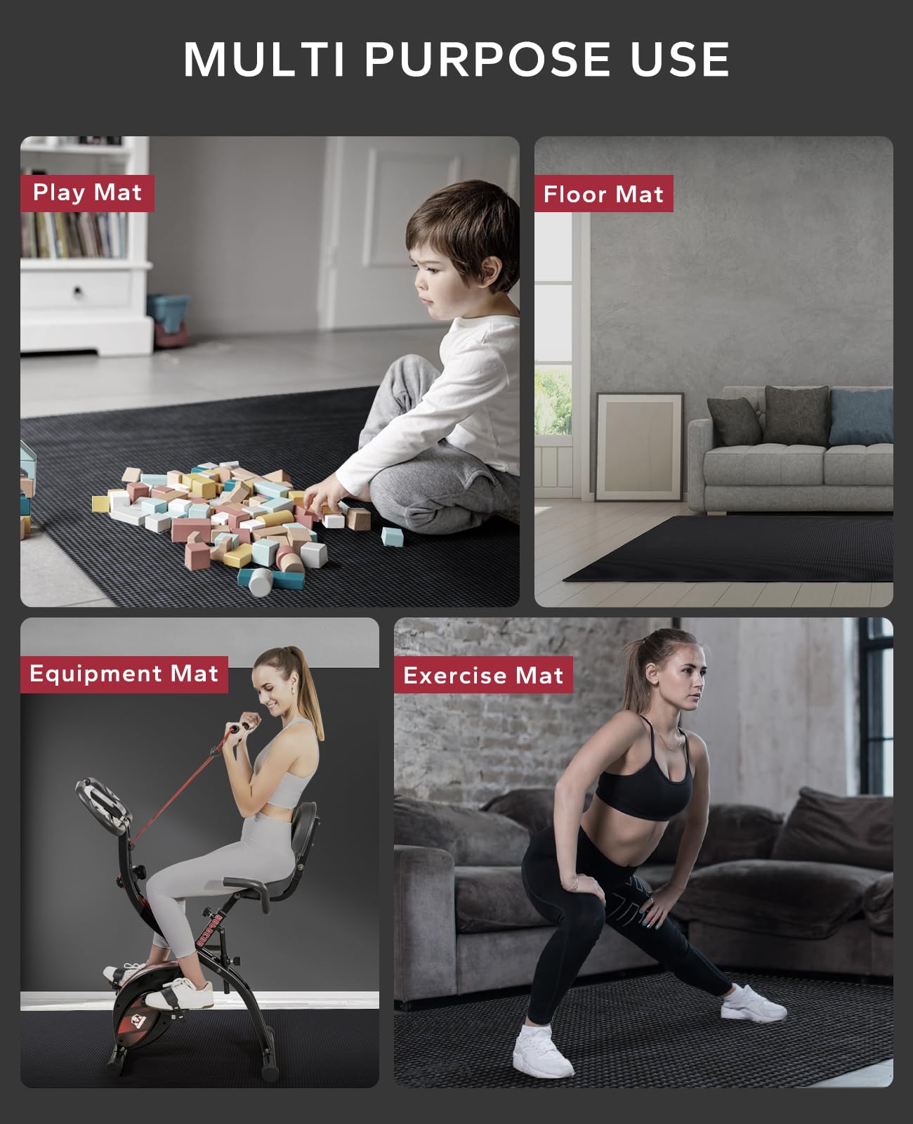 Hapbear Extra Large Exercise Mat 6X4X8Mm(13 Inch), Non Slip, Ultra Durable, Thick Workout Mats For Home Gym Flooring Cardio, Yog