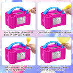 Growsun Electric Air Balloon Pump 110V 600W Balloon Blower Inflator For Garland Arch Party Decoration,Rose Red