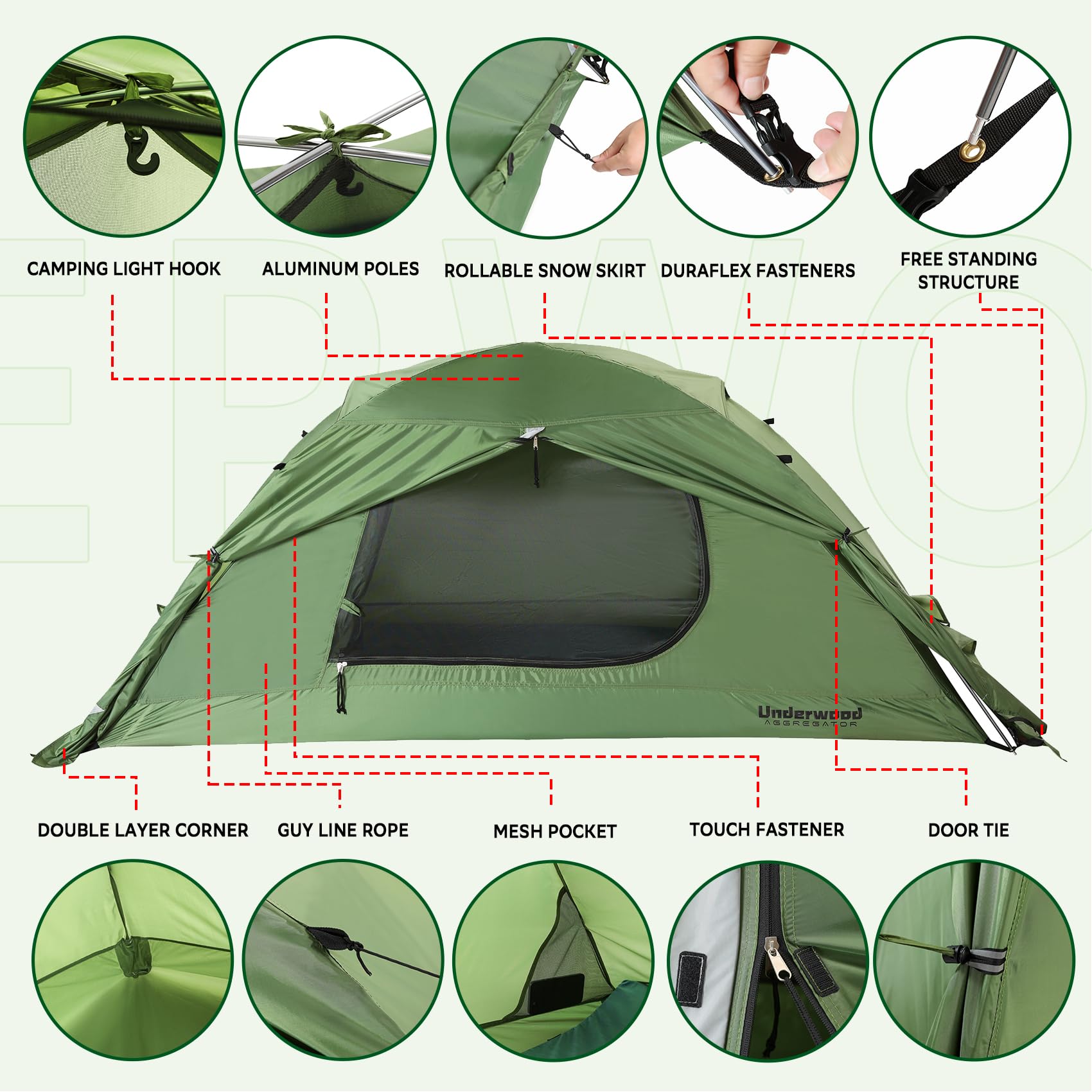 1-Person Backpacking Tent For 4-Season - Winter Waterproof Tent For One Person, Lightweight Camping Gear For Backpacking, Easy S