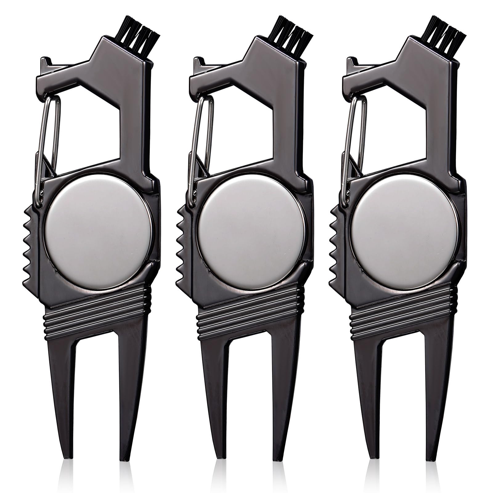Poen 3 Pcs 7 In 1 Multipurpose Golf Divot Tool Golf Divot Repair Tool Lightweight Compact Golf Tool With Magnetic Golf Ball Mark