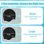 2 Pack Kids Swim Caps For Boys Girls, Durable Silicone Swimming Cap With 3D Ear Pockets For Age 3-15 Toddler Child Youth Teen, U