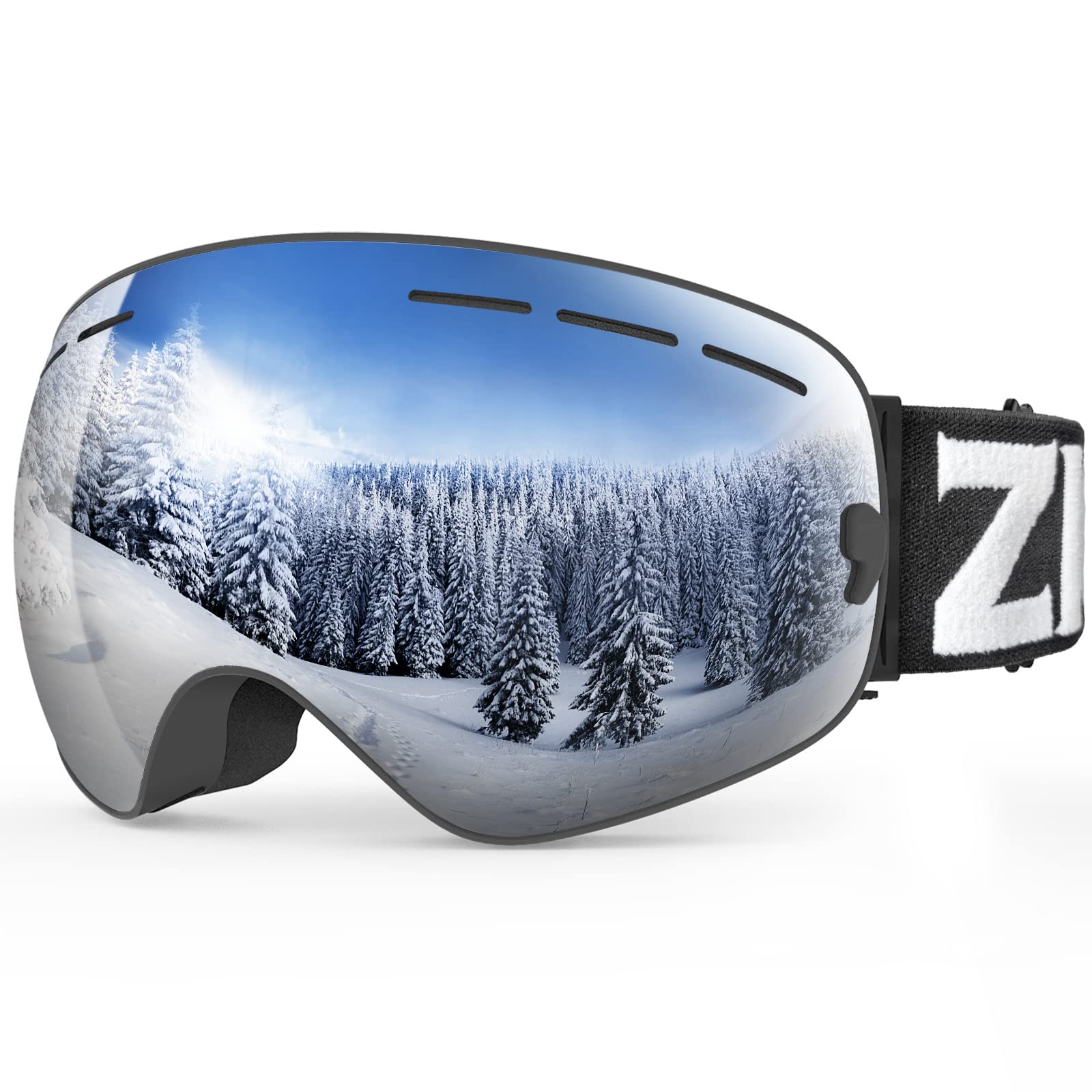Zionor X Ski Snowboard Snow Goggles Otg Design For Men & Women With Spherical Detachable Lens Uv Protection Anti-Fog