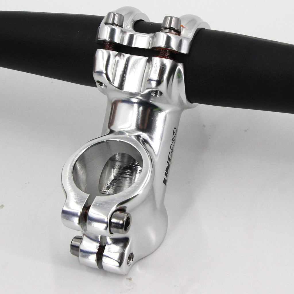 Meische Retro Silver 31.8 Stem 70Mm Mountain Bike Stem,35 Degree Bicycle Stem Riser Short Handlebar Stem For Mtb, Road Bike, Bmx