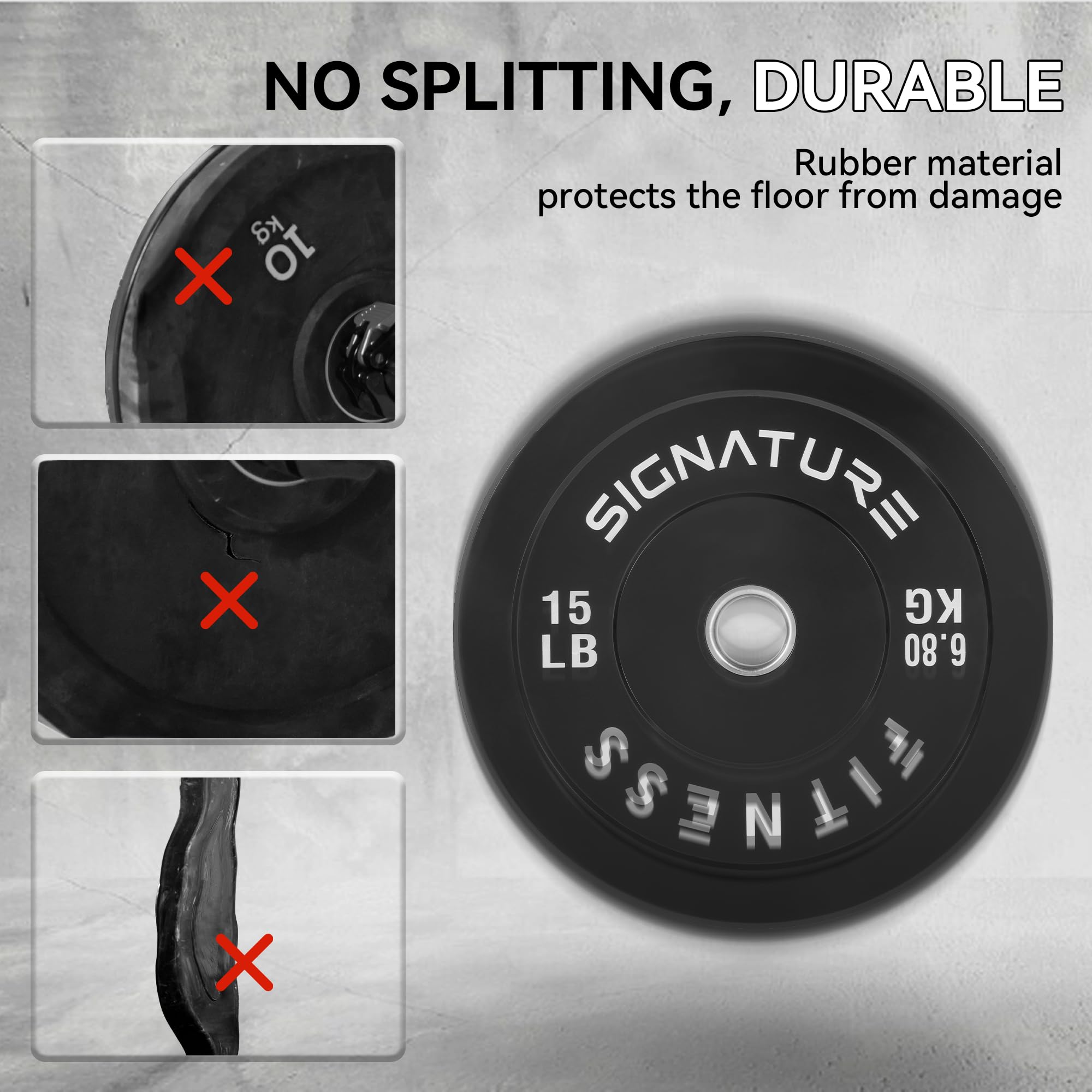 Fitvids 2'' Olympic Bumper Plate Weight Plates With Steel Hub, 120-Pound Set, 2X 10Lb, 2X 15Lb, 2X 35Lb