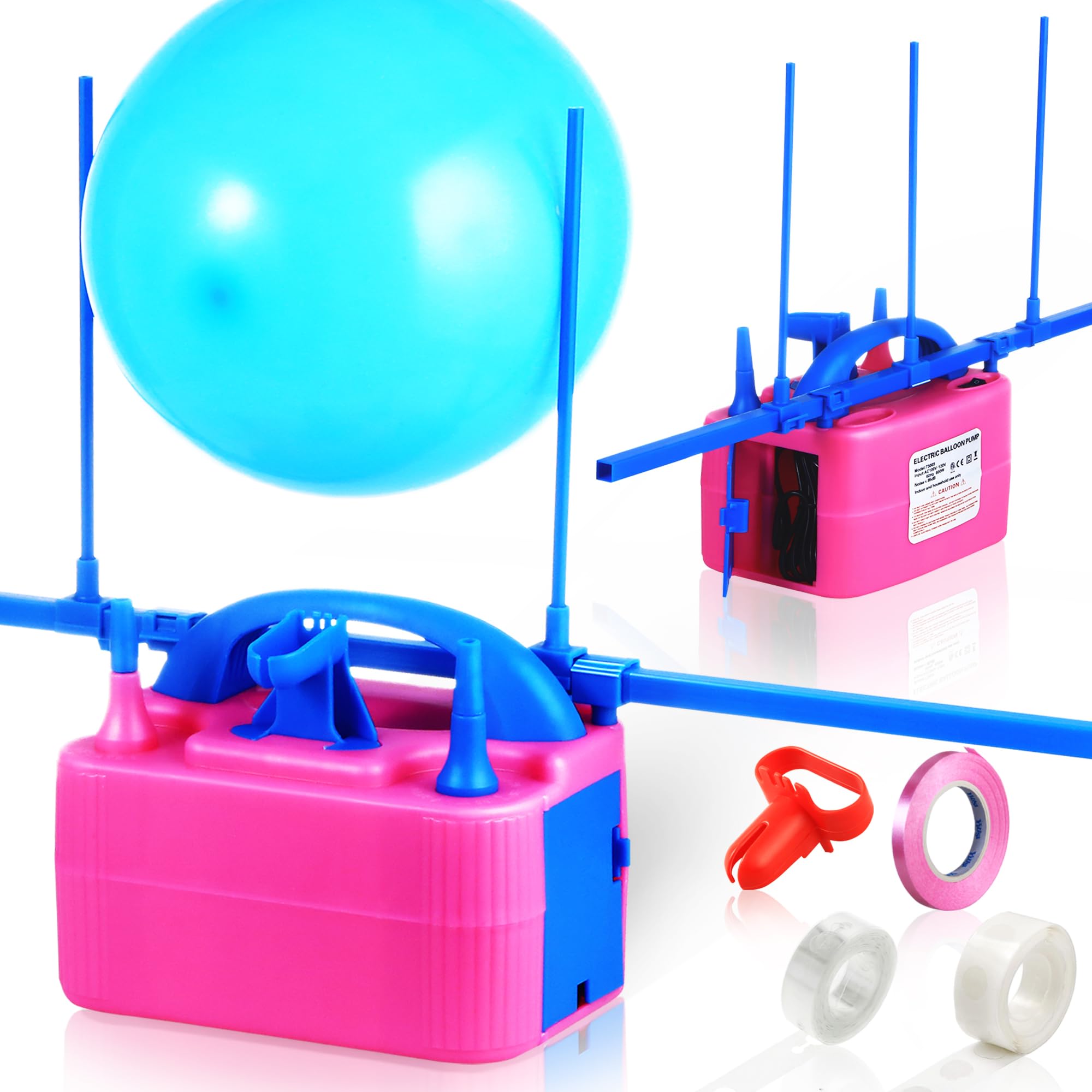 Party Zealot Electric Balloon Inflator Dual Nozzles with Balloon Sizer Air Pump US Standard Plug for Balloon Arch, Column Stand,