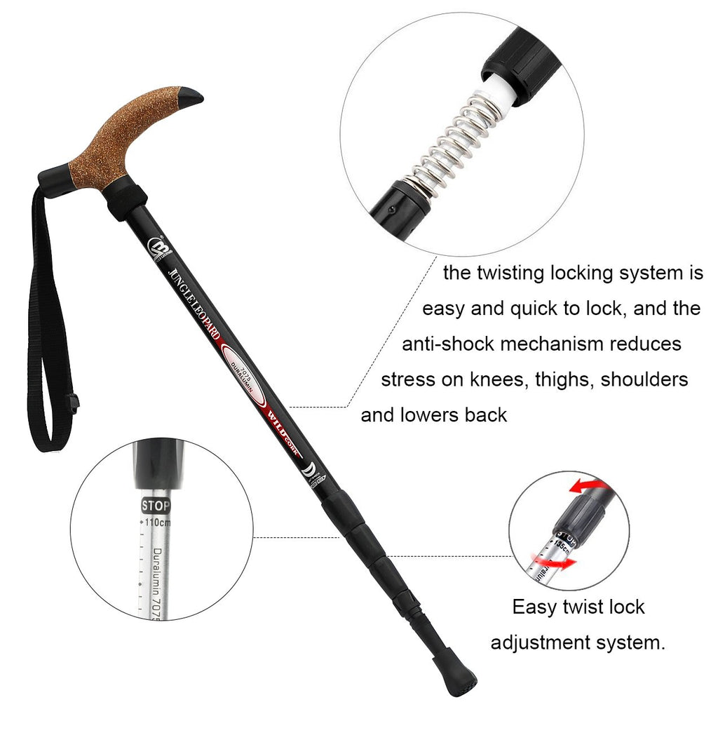 Aluminum Alloy Quick Lock Trekking Pole Anti-Shock Walking Stick Adjustable Cane Crutch For Mountains Trekking Hiking,Ultralight