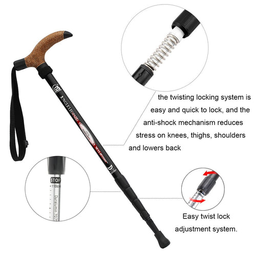 Aluminum Alloy Quick Lock Trekking Pole Anti-Shock Walking Stick Adjustable Cane Crutch For Mountains Trekking Hiking,Ultralight