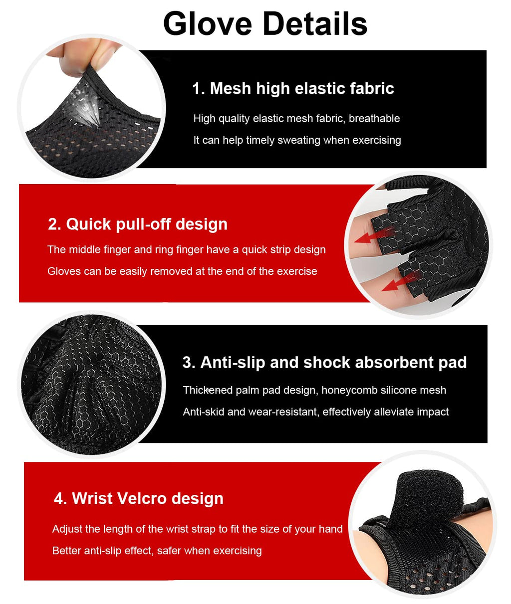 Sujayu Workout Gloves For Women & Men, Gym Gloves Weight Lifting Gloves For Men, Mens Workout Gloves Fitness Gloves (M, Pink)
