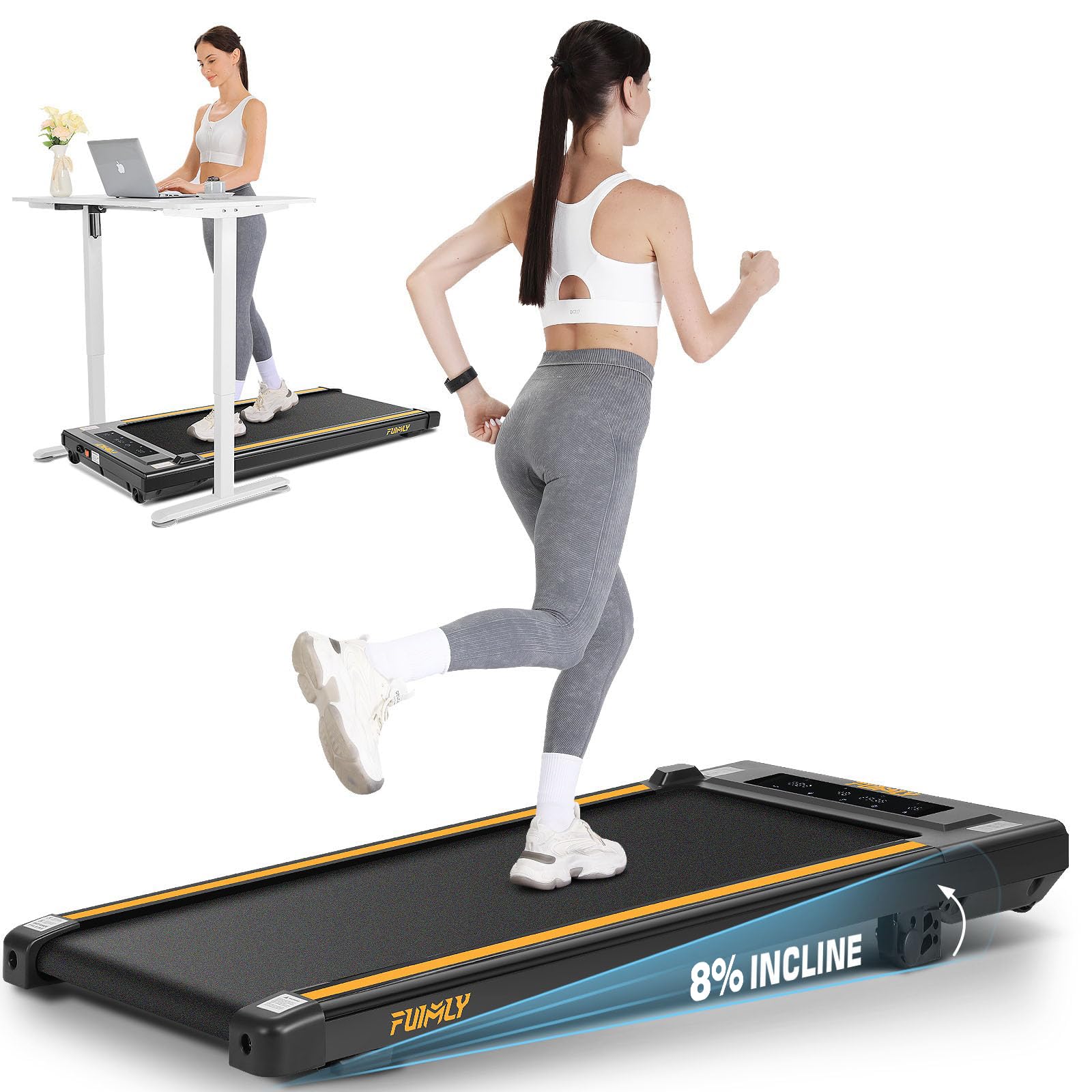 Under Desk Treadmill, Expert Of Wooden Walking Pad, Walking Jogging Machine With Remote Control, Installation-Free