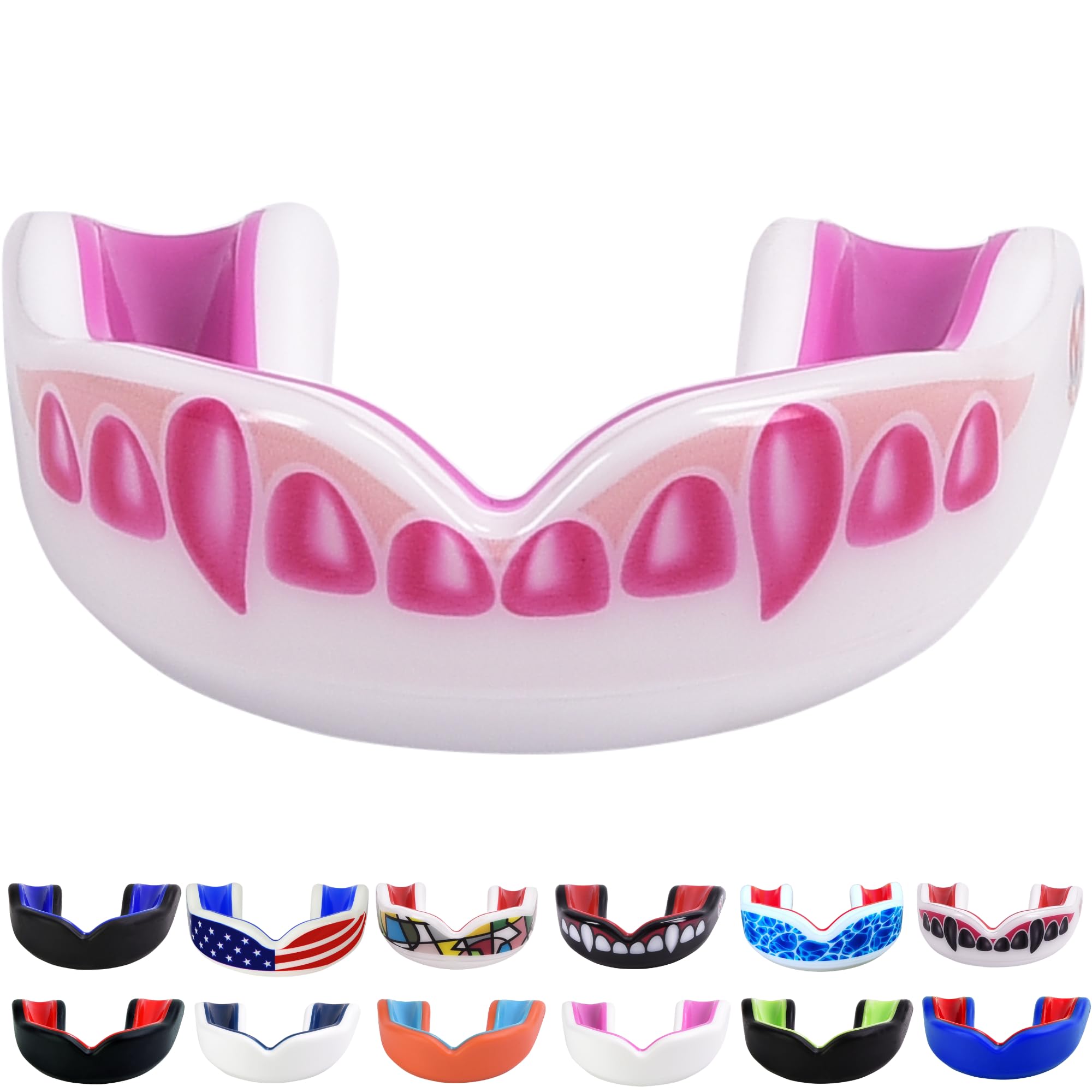 Oral Mart White/Pink Youth Vampire Fangs Mouth Guard For Kids - Youth Mouthguard For Karate, Football, Martial Arts, Taekwondo, 