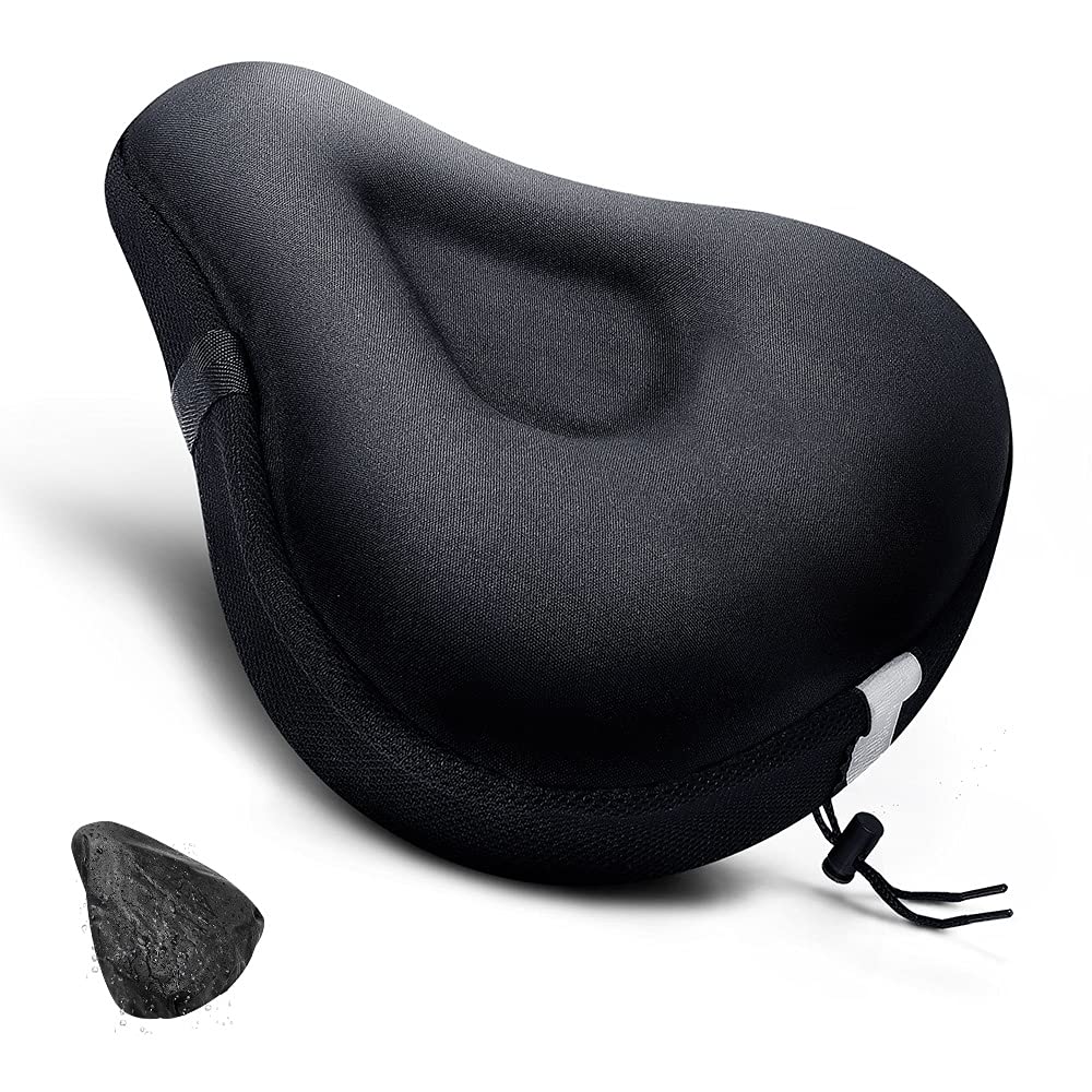 Anzome Bike Seat Cushion, Wide Gel Bike Seat Cover & Extra Soft Gel Bike Seat Cushion For Women Men Everyone, Fits Spin, Station