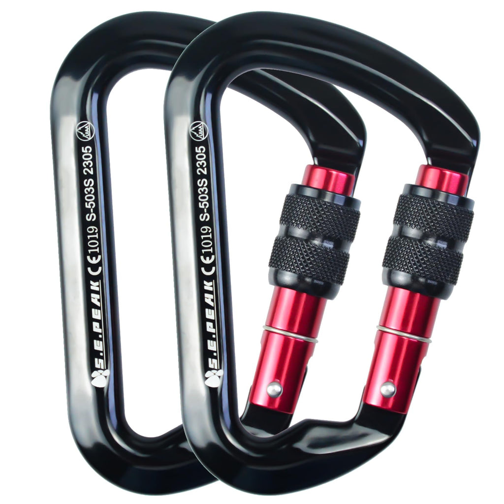 Sepeak Uiaa Ce 30Kn Locking Climbing Clips, Professional Ce Heavy Duty Screwgate Clip For Outdoor Climbing, Mountaineering, Rapp