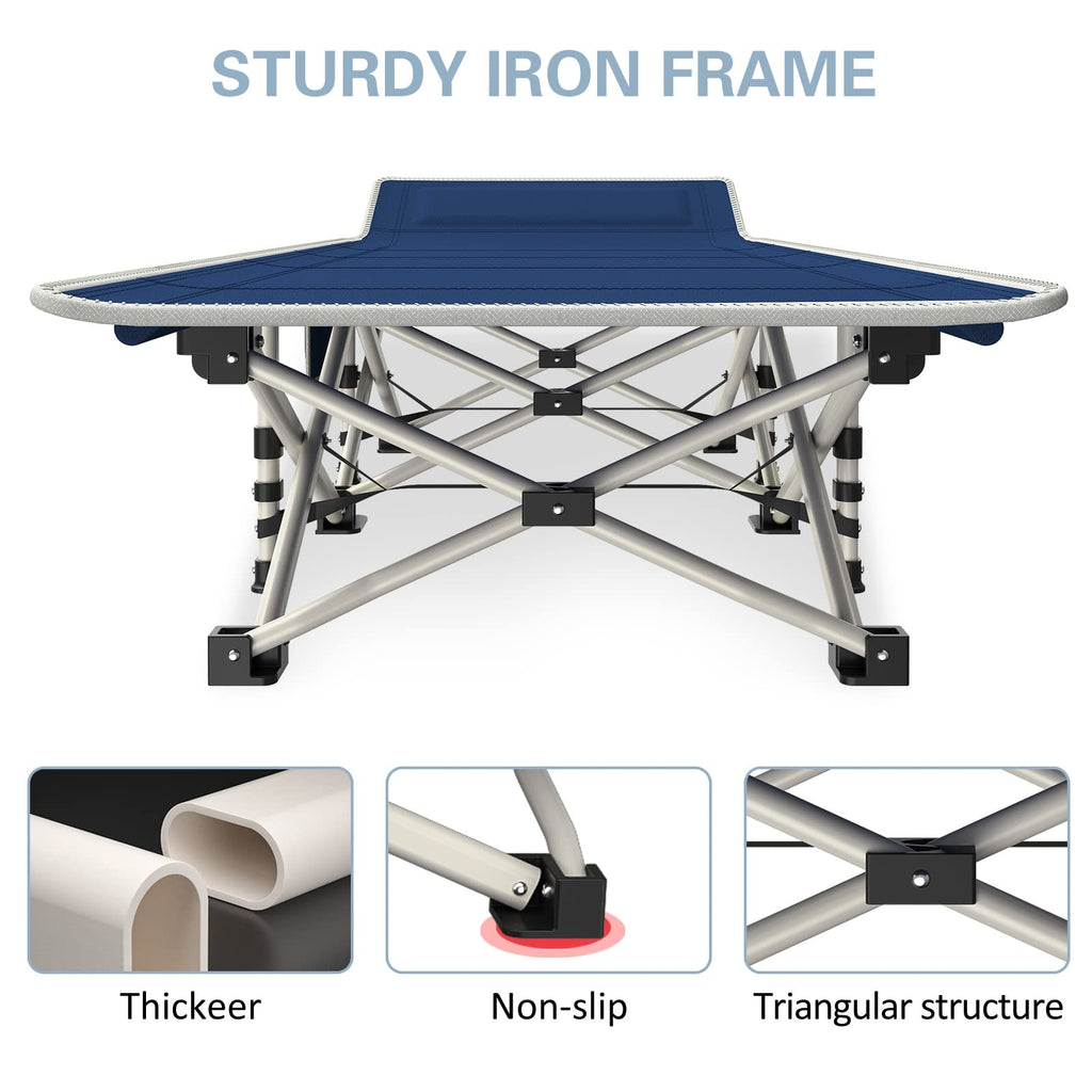 Getovin Cot, Camping Cot With Thick Pad,Cots For Sleeping,Camping Bed Folding Cot 450Lbs(Max Load) Comfortable Double Layer Oxfo