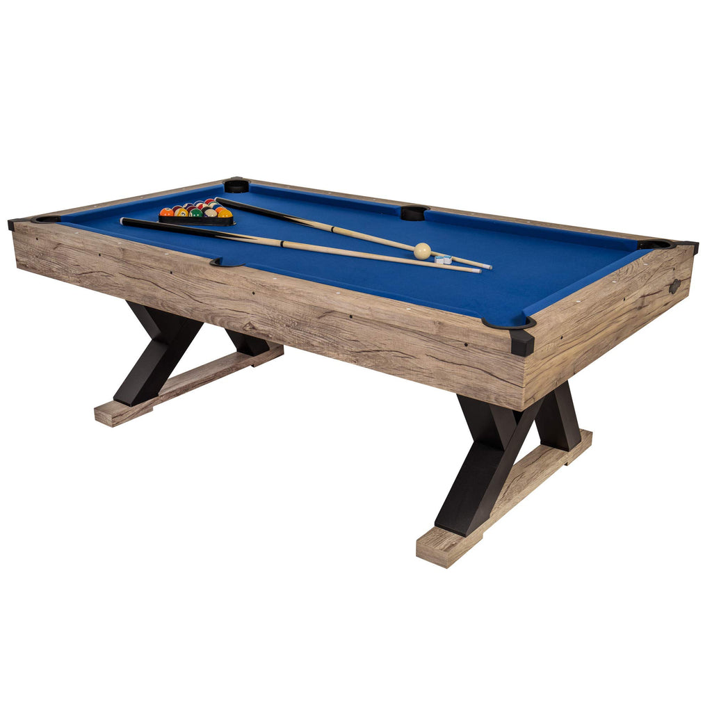 American Legend Kirkwood 84       Billiard Table With Rustic Blond Finish, K-Shaped Legs And Royal Blue Cloth