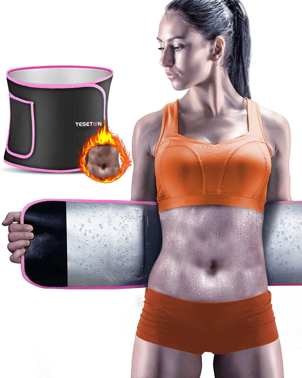 Teseton Waist Trainer For Women Lower Belly Fat, Waist Trimmer For Women Men, Sweat Belt Plus Size, Sauna Stomach Sweat Band Spo