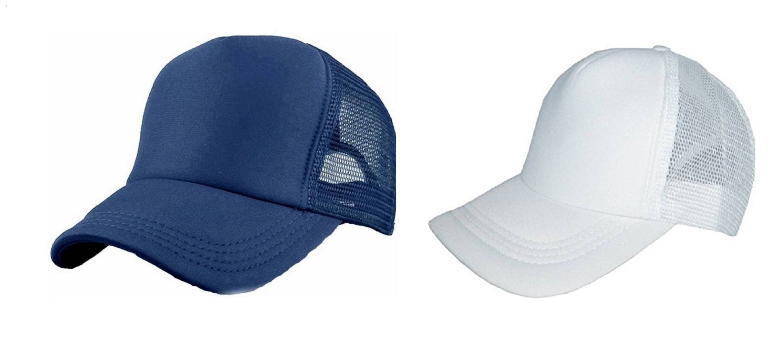 Michelangelo White Half Mesh Cap And Navy Half Net Unisex Cap Combo