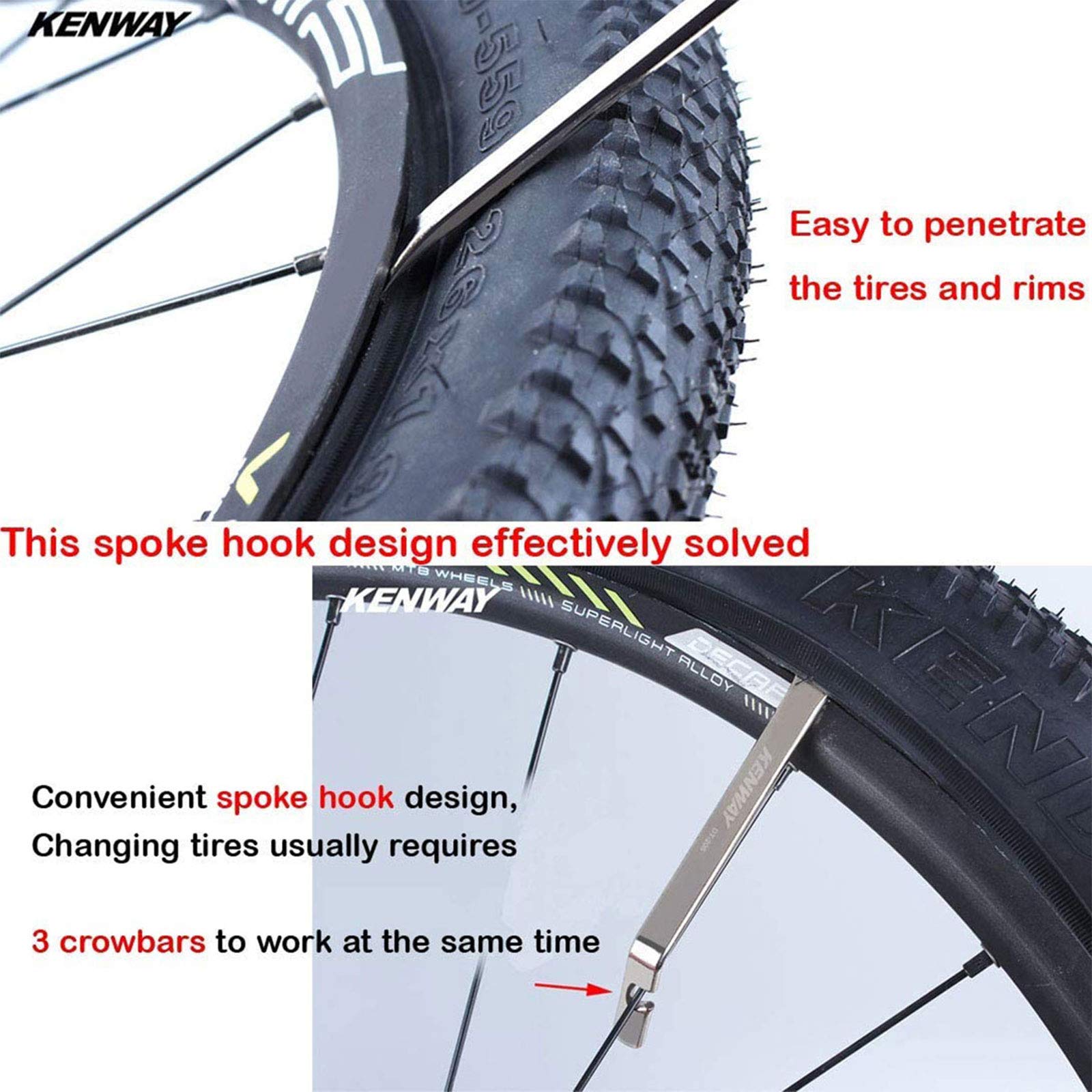 Tuotu Bicycle Tire Lever Tyre Spoon Changing Tool, Stainless Steel Portable Bike Tire Levers To Repair Bike Tube, Set Of 3