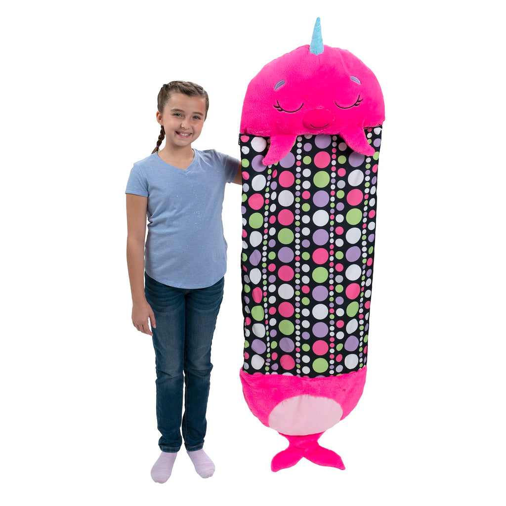 Happy Nappers: Pillow & Sleepy Sack: Lg - Neil The Pink Narwhal