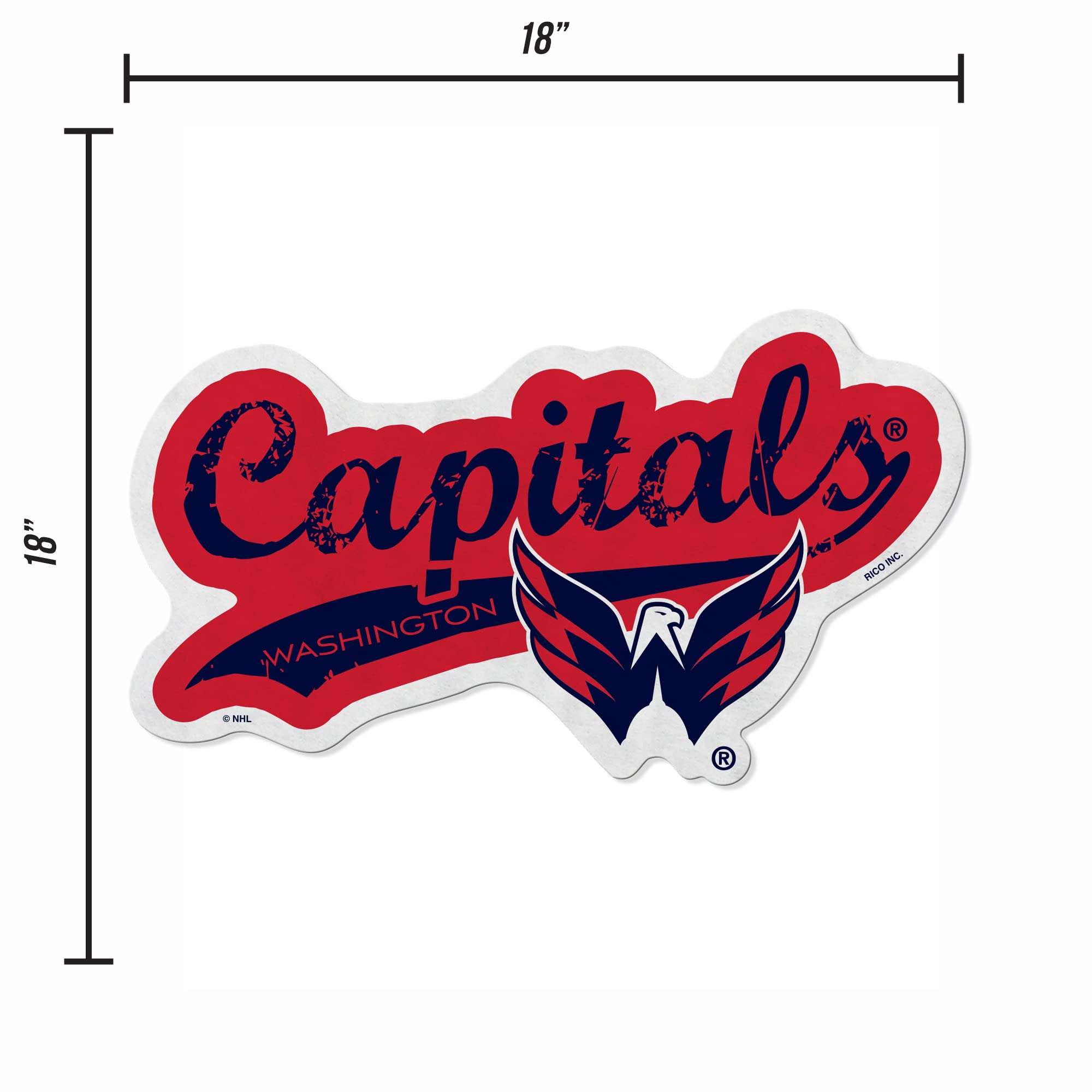 Rico Industries Nhl Washington Capitals Distressed Shape Cut Pennant - Home And Living Room D  Cor - Soft Felt Ez To Hang