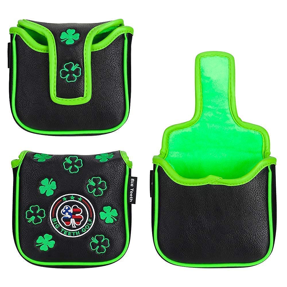Big Teeth Lucky Clover Mallet Putter Cover Magnetic, Putter Covers For Golf Clubs Mallet, Putter Headcover Mallet Funny Fit Tayl