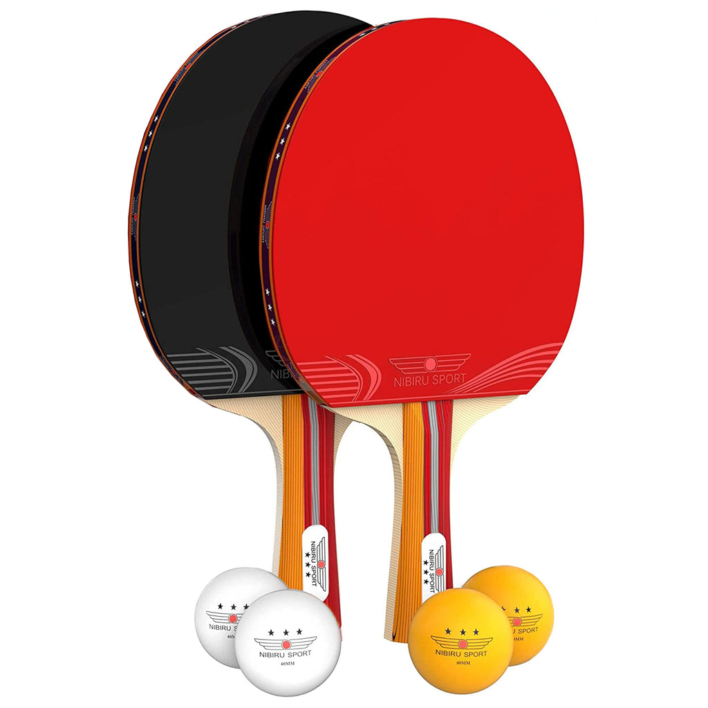 Nibiru Sport Table Tennis Paddles - Professional Ping Pong Paddles Set Of 2 W/ 4 Balls And Storage Case - Table Tennis Equipment