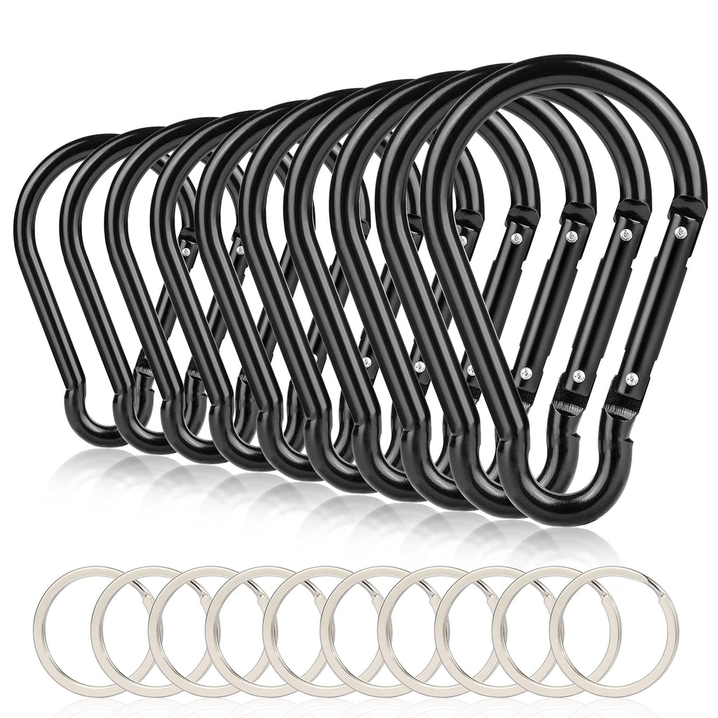 10Pcs 4''/10Cm Large Carabiner Clip,Strong Unlocking Caribeaner Keychain Pack For Backpack Hook, Light Duty Paracord Umbrella E 