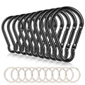10Pcs 4''/10Cm Large Carabiner Clip,Strong Unlocking Caribeaner Keychain Pack For Backpack Hook, Light Duty Paracord Umbrella E 