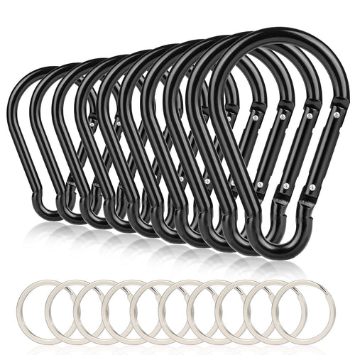 10Pcs 4''/10Cm Large Carabiner Clip,Strong Unlocking Caribeaner Keychain Pack For Backpack Hook, Light Duty Paracord Umbrella E 
