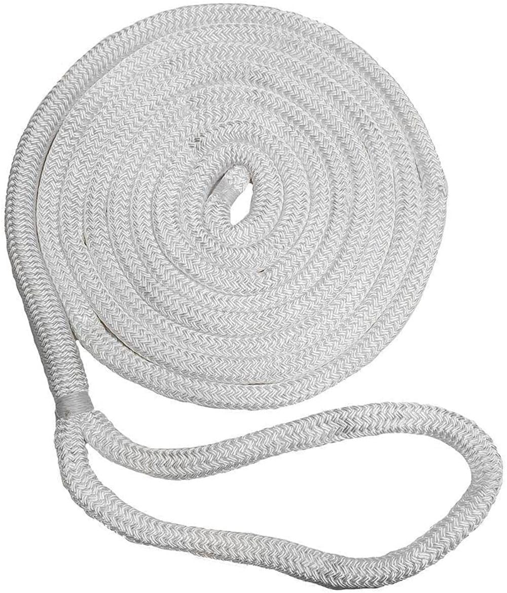 Boating Accessories New Double Braided Dockline New England Ropes 50502400050 White 3/4 x 50'