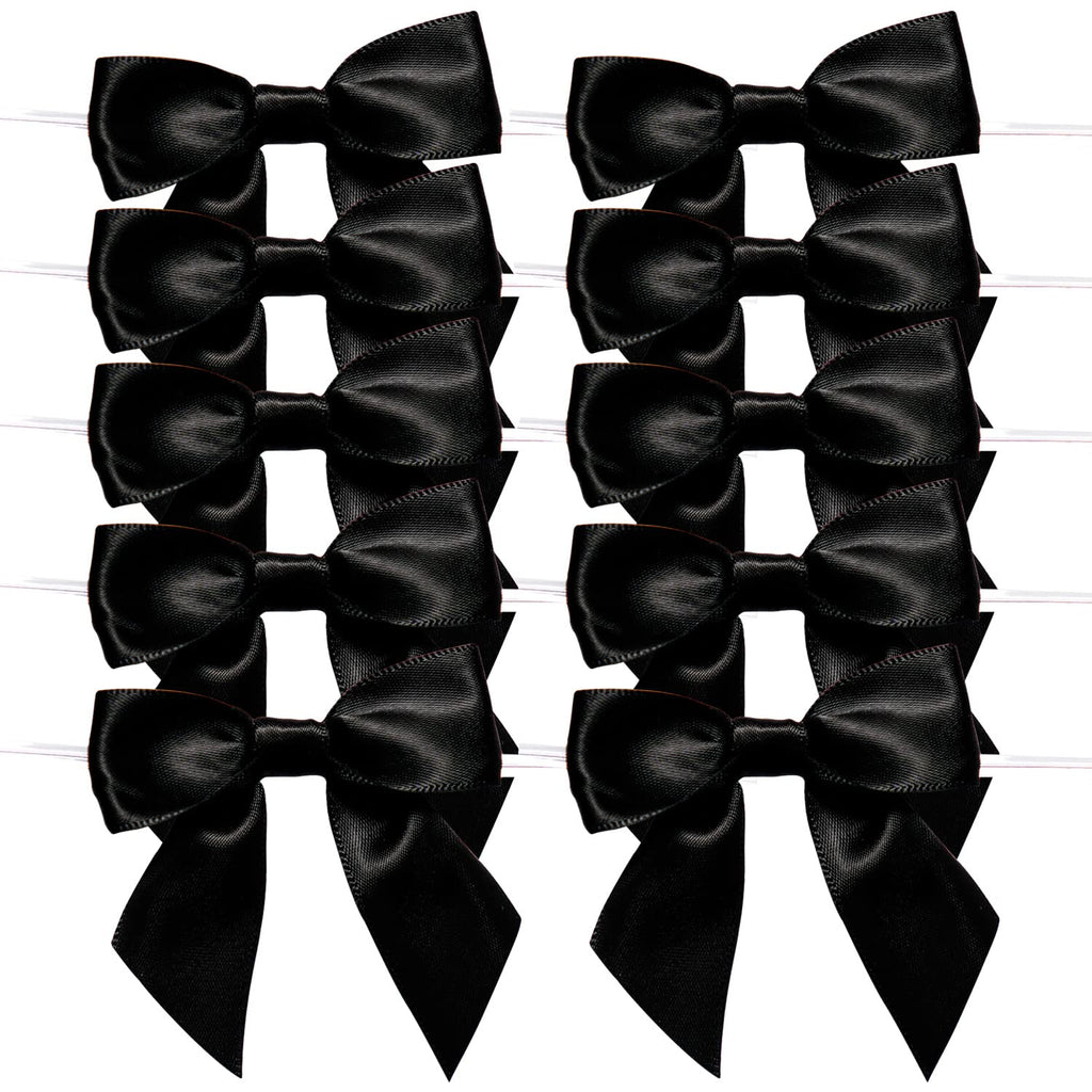 Rainbow Pana 60 Pack Twist Tie Bows For Treat Bags 25 Black Satin Ribbon Bows For Package Craft Gift Wrapping Decoration