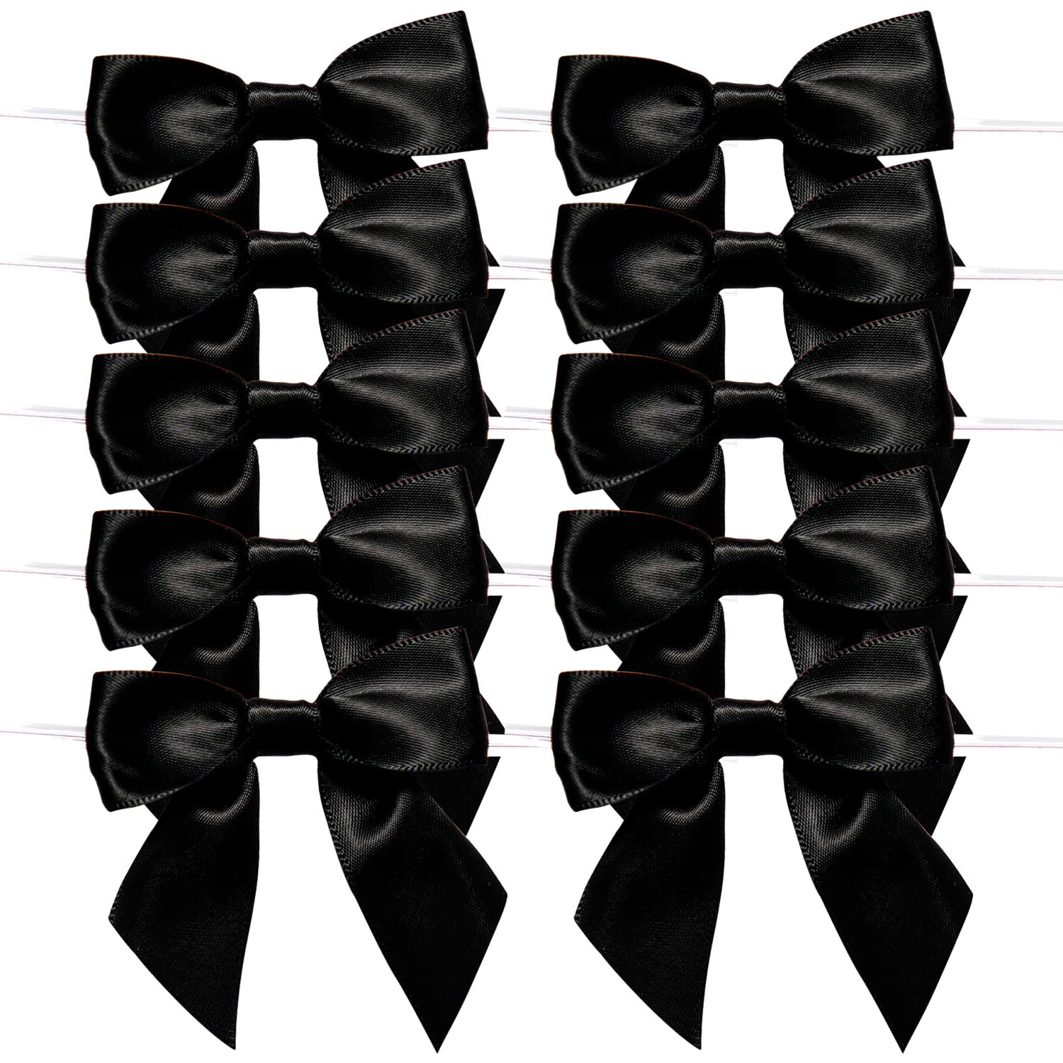 Rainbow Pana 60 Pack Twist Tie Bows For Treat Bags 25 Black Satin Ribbon Bows For Package Craft Gift Wrapping Decoration