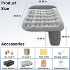 Coverado Car Air Mattress Back Seat, Portable Wireless Inflatable Bed with Built in Air Pump&Pllow, Storage Bag, Patch Kit, Univ