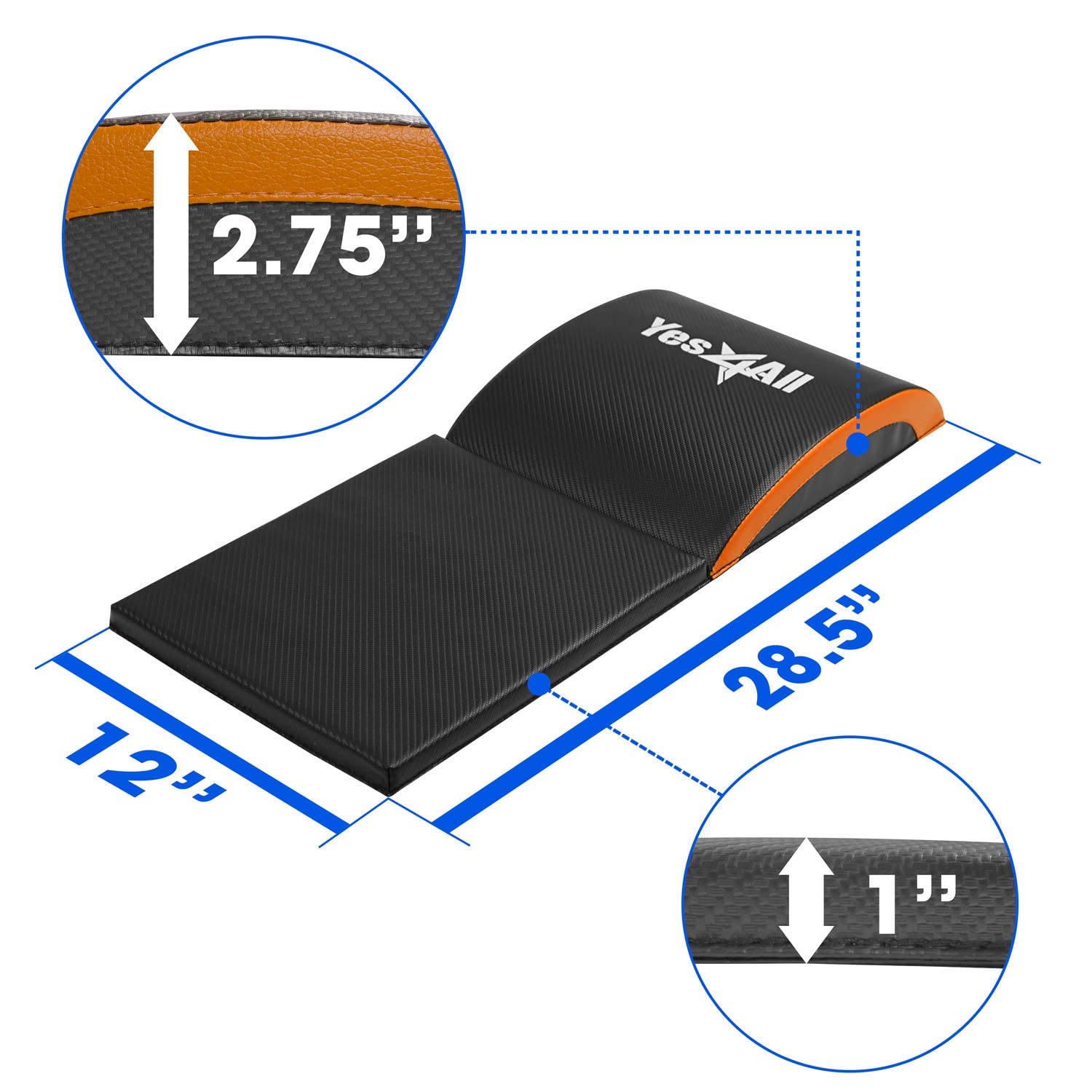 Yes4All Ab Mat Tailbone For Sit Up 15''  Foldable Double Thick Situps Pad I Workout Mat For Abdominal Exercises, Crunches, Push-